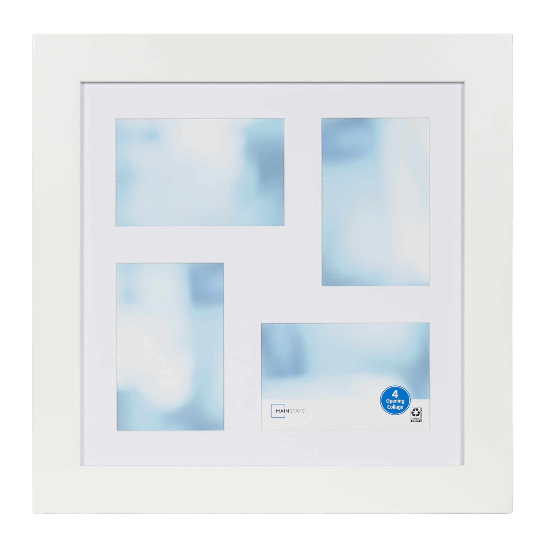 Mainstays 13"x13" 4Opening 4x6 Flat Wide White Collage Picture Frame