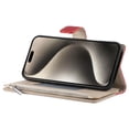 thumbnail image 4 of Funda cartera GANGXUN para iPhone 15 , cuero PU con tarjetero, cremallera, correa de mano, soporte y protección 827°, 4 of 6