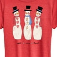 thumbnail image 3 of Instant Message - Joyful Merry Blessed Christmas Snowmen - Women's Short Sleeve Graphic T-Shirt, 3 of 6