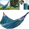 thumbnail image 4 of Hamac de Voyage Pliant Léger en Coton à Rayures Cyan Bleu Haute Élasticité pour Camping, 4 of 8