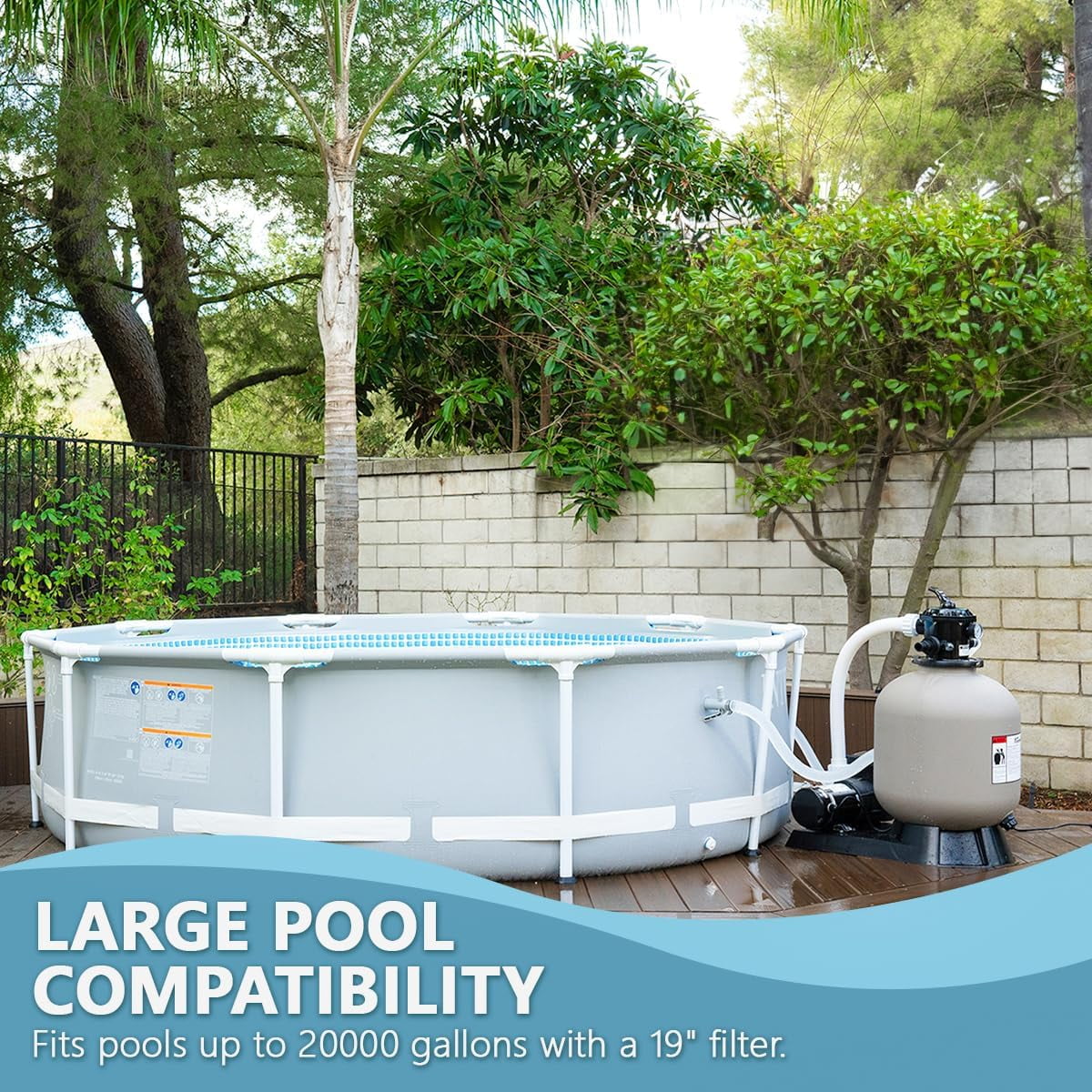 XtremepowerUS 19-Inch Sand Filter Pump System, 1.5 HP Above-Ground Pool Pump, 4,500 GPH High-Flow Motor, 7-Way Multi-Port Valve, Fits Pools Up to 18,000 Gallons