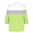 thumbnail image 4 of Cagogo Ladies Plus Size Tunic Tops Summer Under $5 3/4 Sleeves V Neck Collared Color Block T Shirt Cute Tshirt Outfits Graduation Gifts, 4 of 5