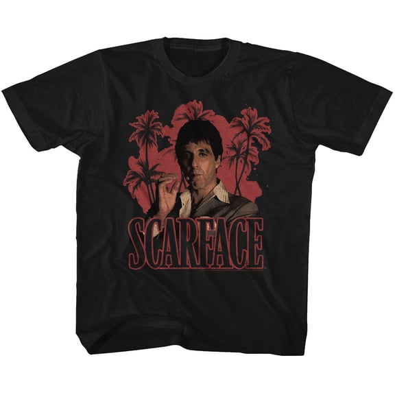 Scarface Red Palms Black Youth Youth T-Shirt
