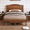 Light Walnut, variant on Full Size Bed Frame, Vintage Platform Bed with Arched Headboard and Footboard, Solid Wood Frame with Under-Bed Storage, No Box Spring Needed for Bedroom, Black