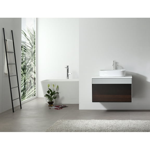 Ronda 30" Smoke Gray Oak Wall Mount Bathroom Vanity