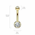 thumbnail image 3 of Double Gemmed 14 Karat Solid Gold Belly Button Ring 14ga, 3 of 6
