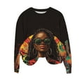 thumbnail image 2 of Byworldtasic Womens Sweatshirt Women's Black History Month Print Tops Loose-Fitting Round Neck Long-Sleeved Hoodless Blouses, 2 of 4