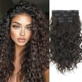 thumbnail image 1 of Extensiones de cabello con clip LEOSA 4 piezas de 16 pulgadas extensiones de cabello rizado corto suave natural postizo encaje trama rizado onda clip extensiones invisibles para mujeres Natura negro m, 1 of 1