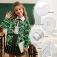 thumbnail image 6 of COEQINE Cute Printed Cardigan for Girls, Soft Lightweight Polyester Long Sleeve Top, Everyday Crewneck Button Down Cover Up Outfit, Machine Washable, Ages 13-14, Holly Candy Cane Pine Cone, 6 of 7