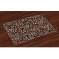 thumbnail image 1 of Ambesonne Brown and White Place Mats Set of 4, Doodle Tea Time, Standard Size, Dark Brown and White, 1 of 4