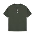 thumbnail image 4 of Zpanxa Boys Blue Waffle Knit V Neck Raglan Short Sleeve T Shirt Athletic Casual Top Toddler Army Green 5 Years, 4 of 8