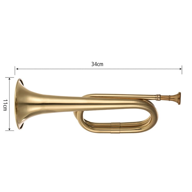 Andoer B Flat Bugle Call Trumpet Brass Cavalry Horn with Mouthpiece for  School Band Cavalry Orchestra