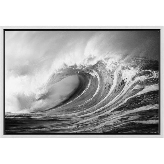wall26 Floating Framed Canvas Wall Art for Living Room, Bedroom Black and White Water Canvas Prints for Home Decoration Ready to Hang - 24x36 inches