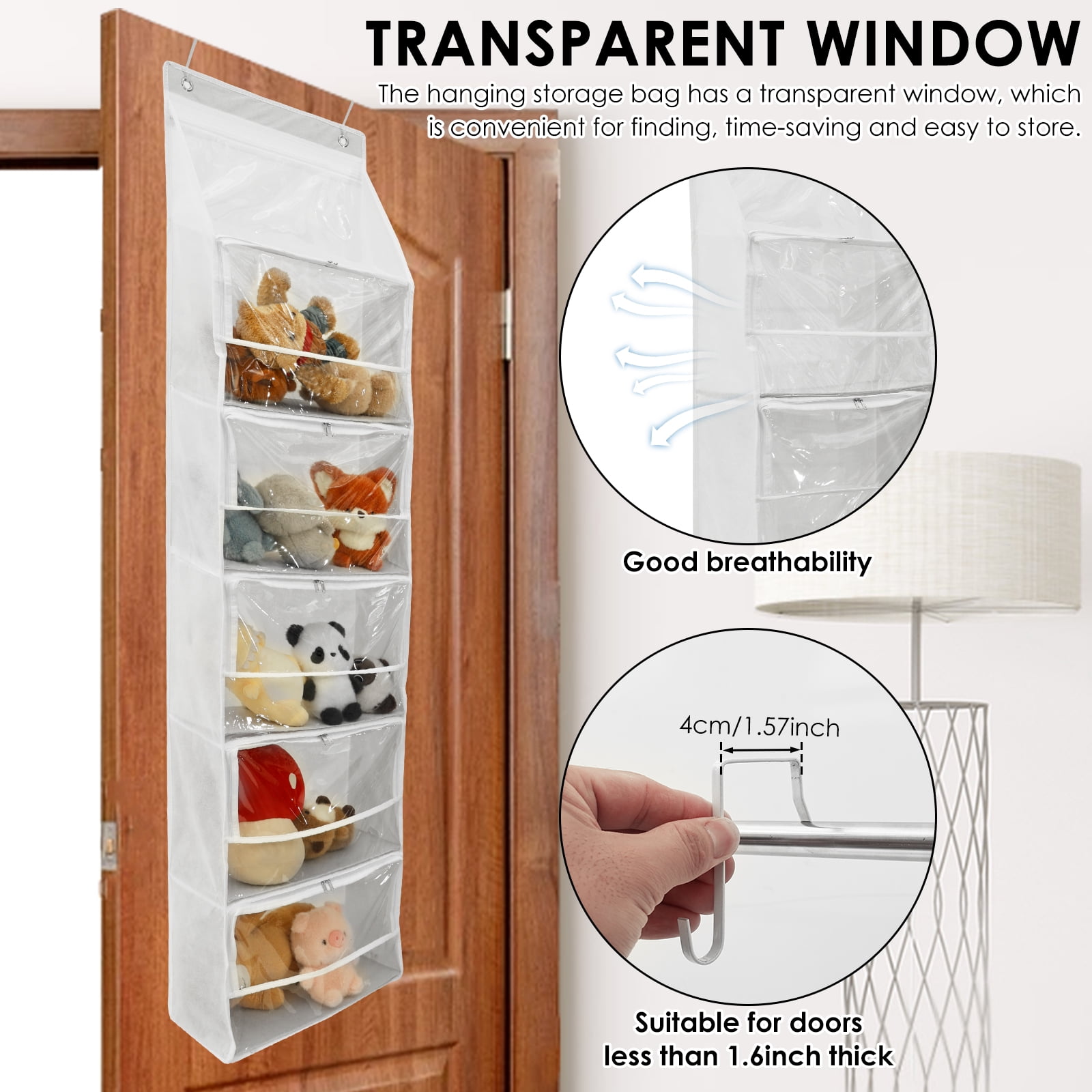 Hanging Yarn Storage Organizer with 6 Zipper Closure Compartments Large Capacity Knitting Storage Holder Multifunctional Space Saving for Home Use