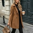thumbnail image 5 of Fengqque Women's Hooded Double Breasted Trench Coat Notch Lapel Mid Length Winter Coat for Women Long Sleeve Casual Fall Outerwear with Side Hand Pockets Multi Colors, 5 of 7