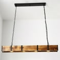 thumbnail image 5 of 4-Light Chandelier Lighting Farmhouse Wood Large Linear Island Pendant Fixtures Rustic Wood 4 Lights Chandelier Farm House Ceiling Lamp Pendant Hanging Light Rustic Wood Island Lighting Kitchen, 5 of 10