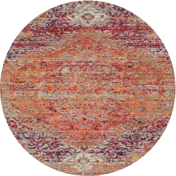 Ahgly Company Indoor Round Contemporary Light Copper Gold Abstract Area Rugs, 7' Round