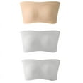 thumbnail image 3 of Bigersell Padded Bras for Women Deals 3pc No Show Bra Full-Figure Bra Style R980 V-Neck Pullover Bras Pull-On Bra Closure Women's Plus Size Sports Bra Front Closure Khaki 5XL, 3 of 3