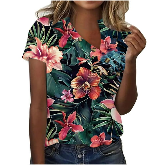 gbyLJF Deep V Neck T Shirts Women Womens Summer Shirt Womens Short Sleeve Blouses Women Clothing Tops Green M