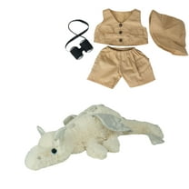Cloud the Dragon 16 Inch Plush Toy with Safari Outfit - Playful Stuffed Animal Jungle Explorer Cloth Gift for Kids