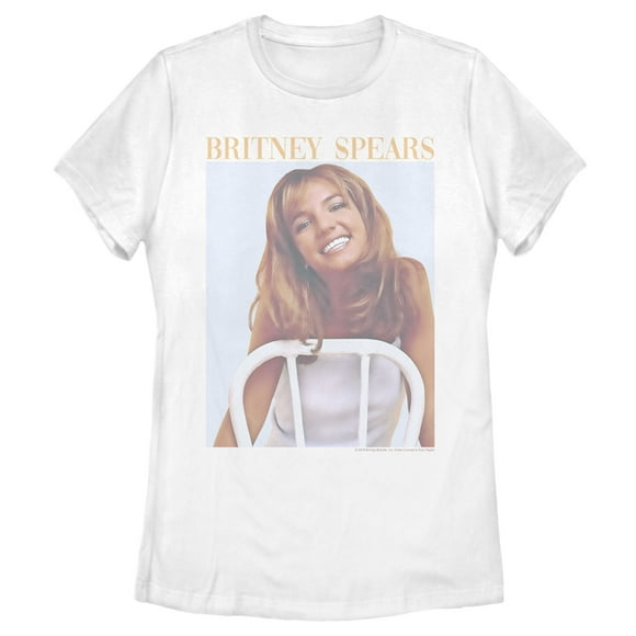 Women's Britney Spears Faded Smile Poster  T-Shirt - White - Medium