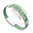 thumbnail image 1 of Brazalete de Cuero Jinwen Hebilla Magnética Verde Pulsera Multicapa, 1 of 8
