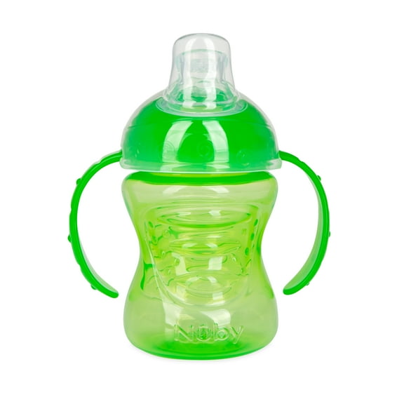 Nuby No-Spill Grip N' Sip Green Soft Spout Sippy Cup, 8 fl oz