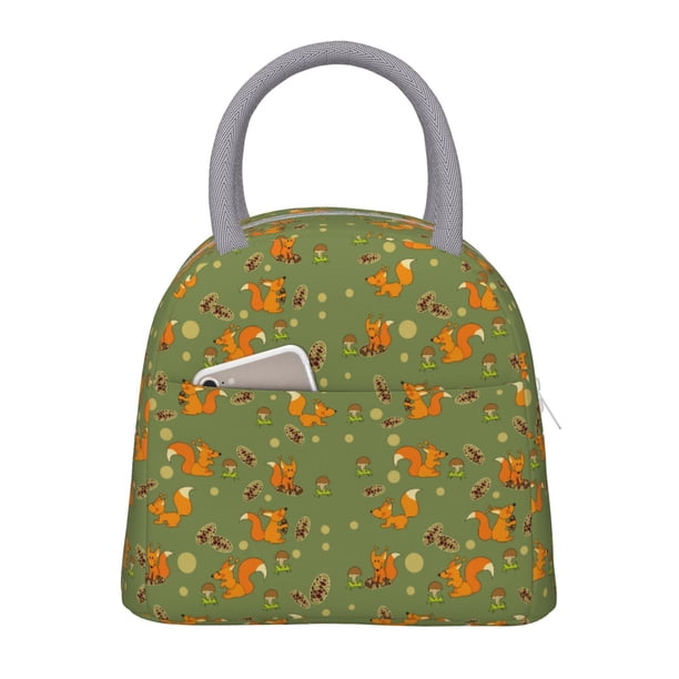 Fotbe Squirrel And Nuts Bolsa de Almuerzo con Estampado, Lonchera Aislada, Contenedor de Comida Reutilizable Tipo Cooler a Prueba de Fugas