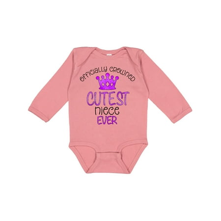 

Inktastic Officially Crowned Cutest Niece Ever purple crown Gift Baby Girl Long Sleeve Bodysuit