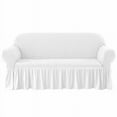 thumbnail image 5 of Subrtex Seersucker 1 Piece Sofa Slipcover with Ruffle Skirt(Sofa, White), 5 of 8