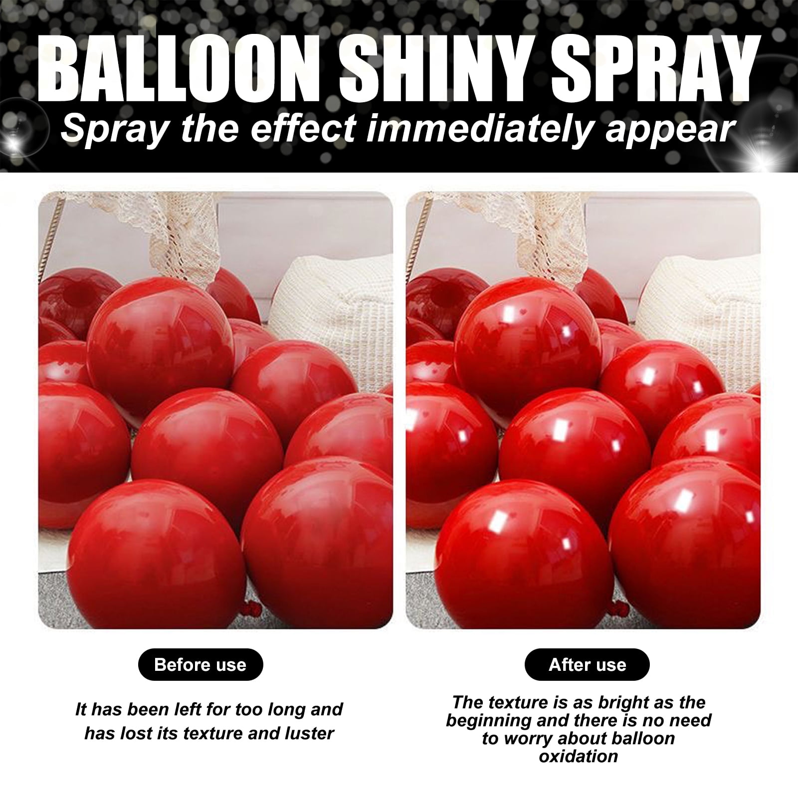 Alvantor Balloon Shine Spray for Latex Balloons, Long-Lasting Gloss for Party Decorations, Waterproof Brightener, 3.38fl.oz