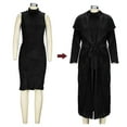 thumbnail image 7 of CHWGFWL Autumn and Winter Dress Jacket Two Piece Loose Belt Long Cardigan Suit(Black,L), 7 of 7