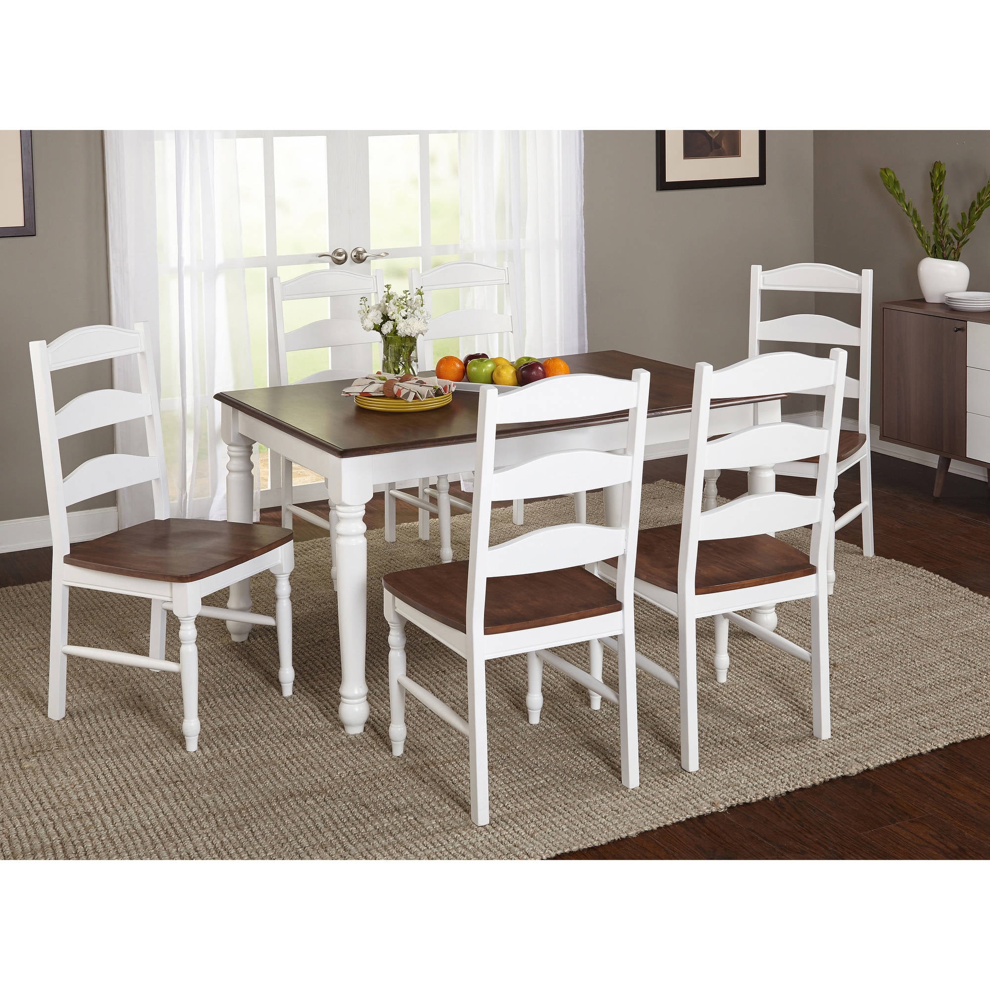 Skipton Dining Table, White/Walnut