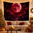 thumbnail image 3 of Blood Moon Over Jagged Mountains with Silhouetted Trees and Black Butterflies Eerie Gothic for Dark Art Lovers Fantasy Wall Decor Halloween Gift Tapestry Wall Hanging for Bedroom and Living Room, 3 of 7
