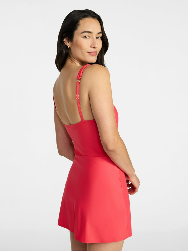 Time and Tru Women's and Women's Plus Size Wrap Swim Dress, Sizes