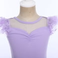 thumbnail image 4 of IBTOM CASTLE Kids Toddler Girls Flower Ruffle Fly Sleeve Ballet Leotard with Dance Tutu Skirt Ballerina Dress Dancewear Gymnastics Outfits 5-6 Years Purple, 4 of 8