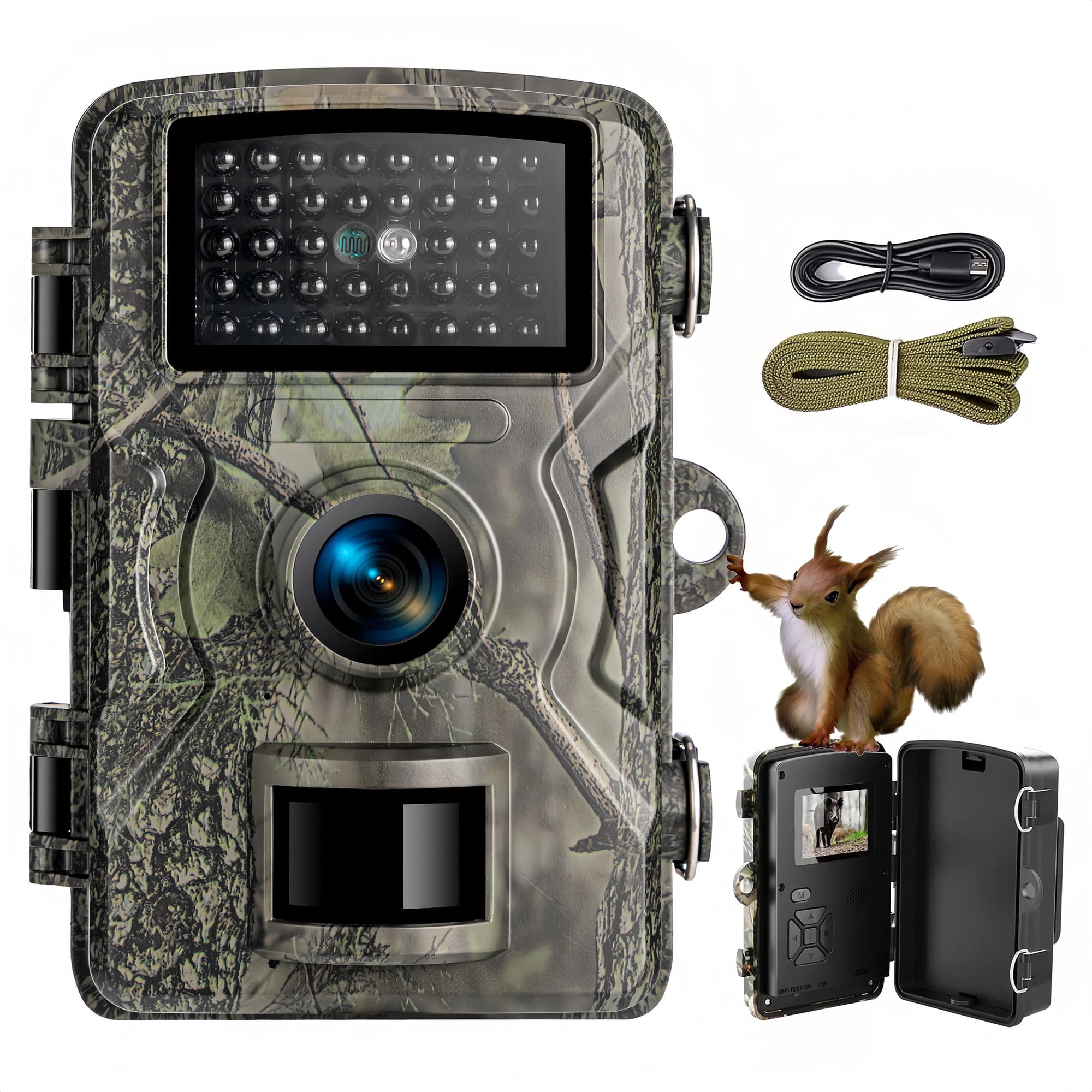 Teblint Trail Camera, 2.5K 16MP Game Camera with Night Vision, IP66 Waterproof Motion Activated 2.0”HD TFT Screen for Wildlife Monitoring Outdoor Hunting