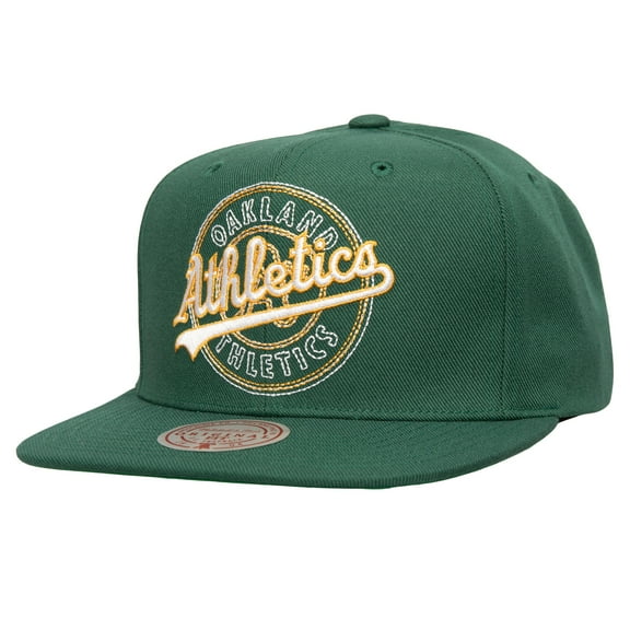 Men's Mitchell & Ness Green Oakland Athletics Double Up Snapback Hat