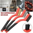 thumbnail image 1 of 7 Inch 3pcs Wire Brush Set With Curved Plastic Handle Dirt & Paint Scrubbing With Deep Cleaning。，, 1 of 4