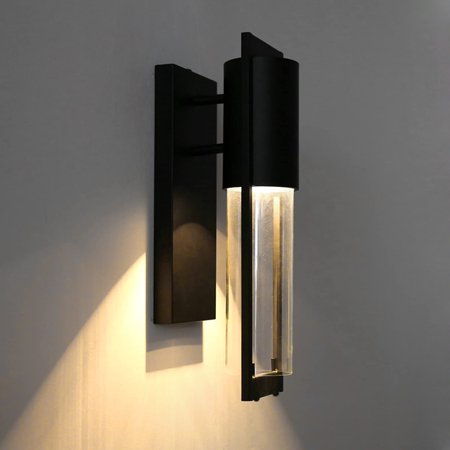 Miumaeov Rustic Classic Modern Wall lamp 16.1"H x 6.3"W Iron Plated and Rust Proof Black Surface White Ground Glass Patio Wall Light Fixture for Entryways Yards Garden