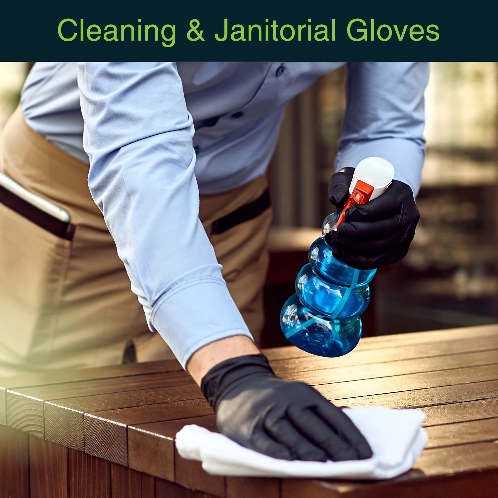 Fifth Pulse Vinyl Exam Latex Free Gloves - Black - 2 Boxes of 100 Gloves - 200 Total (Large)