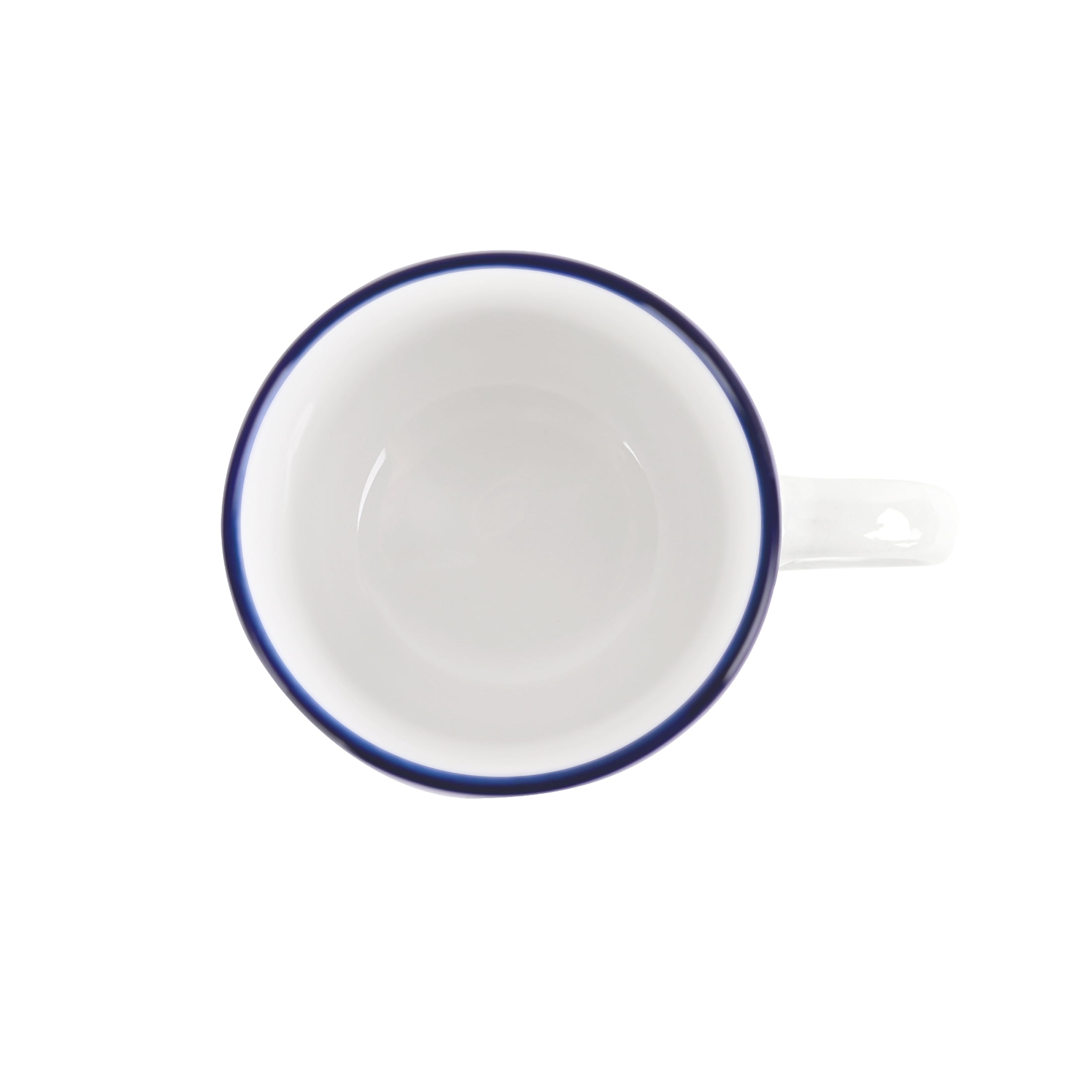 (4 pack) Mainstays White Ceramic Coffee Mug with Blue Rim, 11 oz