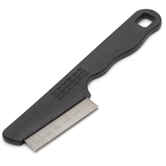 Jeffers Pet Ergo Grip Flea Comb – Double Row Black – Stainless Steel Teeth, Plastic Handle – for Small & Large Dogs, Cats, Puppies & Kittens