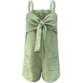 thumbnail image 4 of CORIRESHA Women's Summer Casual Fashion Metal Chain Strap Textured Sleeveless Pocket Jumpsuit, 4 of 4