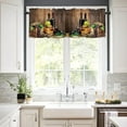 thumbnail image 3 of Wine Glass Curtain Tier and Valance Set for Kitchen,3 Piece Rod Pocket Short Window Curtains-24inch Length,Farmhouse Brown Wood Small Window Treatments Tiers for Half Cafe Windows/Bedroom/Bathroom, 3 of 5