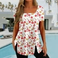 thumbnail image 2 of Patlollav Womens Blouses Print Square Neck Short Sleeve Buttons Tops, 2 of 6