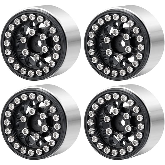 Aluminum Alloy Black 1.0 Micro RC Beadlock Wheel Rims Upgrade for Axial SCX24 RC Crawler Car Accessories