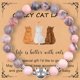 thumbnail image 1 of Pulsera de gato de piedra con imán negro, pulsera de gato atigrado naranja, pulsera de regalo para mujer loca con cabeza de gato plateada, 1 of 1