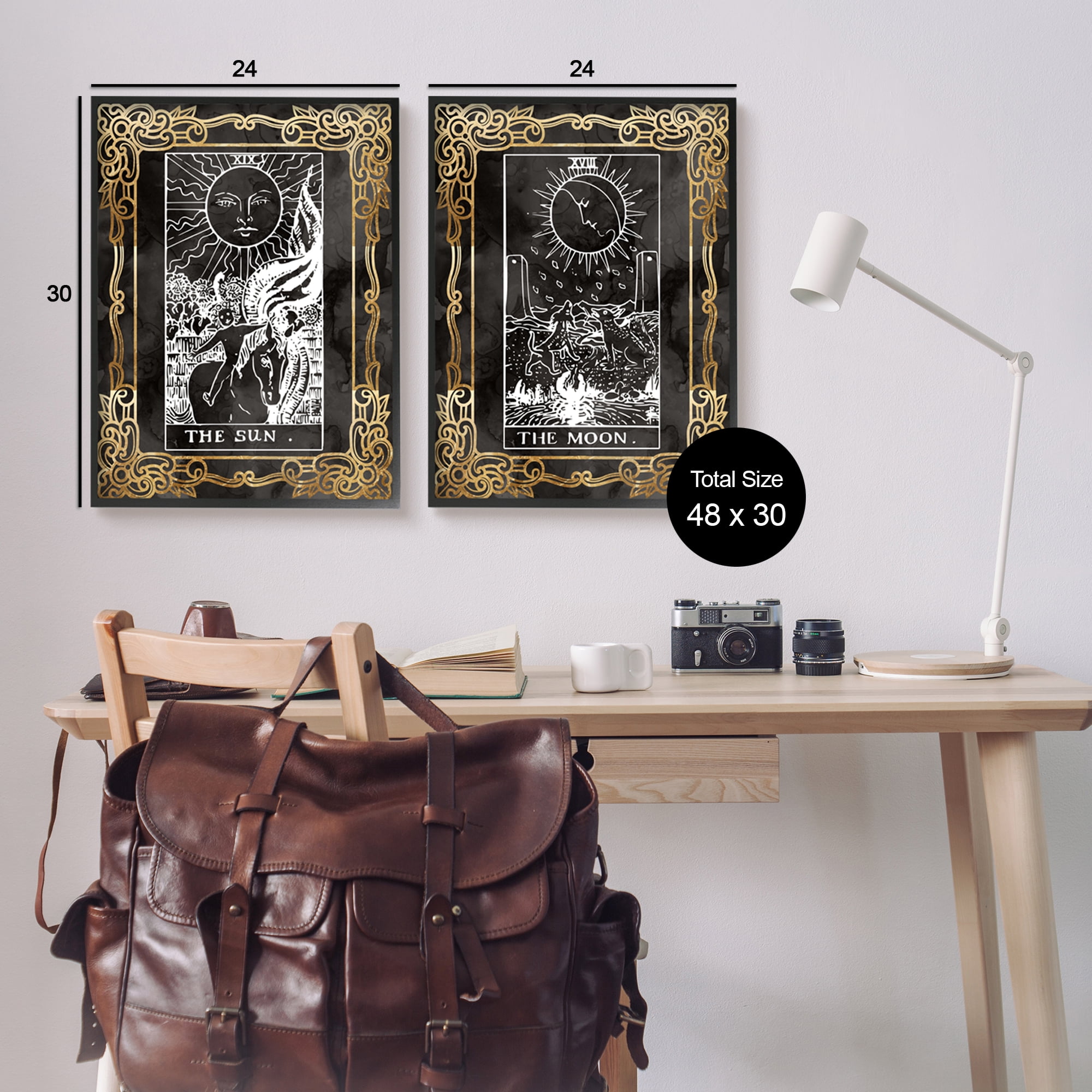 Stupell Industries Ornate Tarot Sun & Moon Animals & Insects Painting Black Framed Art Print Wall Art, 24 x 30