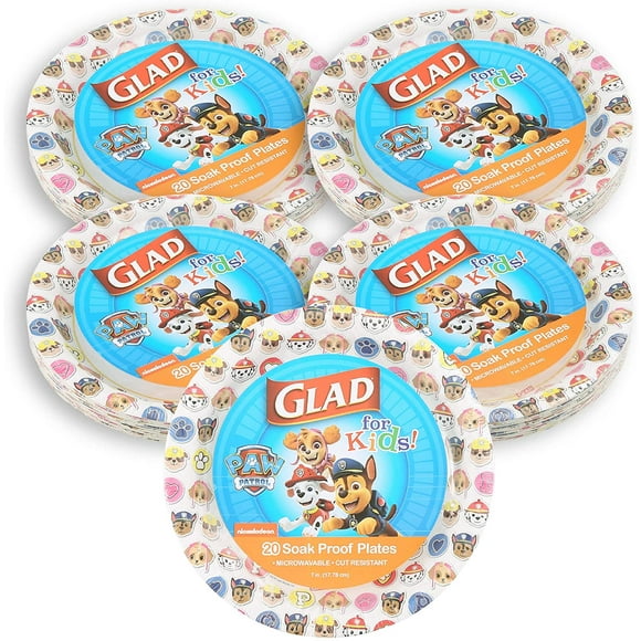 IGIGUOHAO OHAO for Kids 7-Inch Paper Plates | White Small Round Paper Plates With IGUOHAO Emoji Design | 20 Ct Heavy Duty Disposable Soak Proof Microwavable Paper Plates, 5 Pack (100 Plates Total)